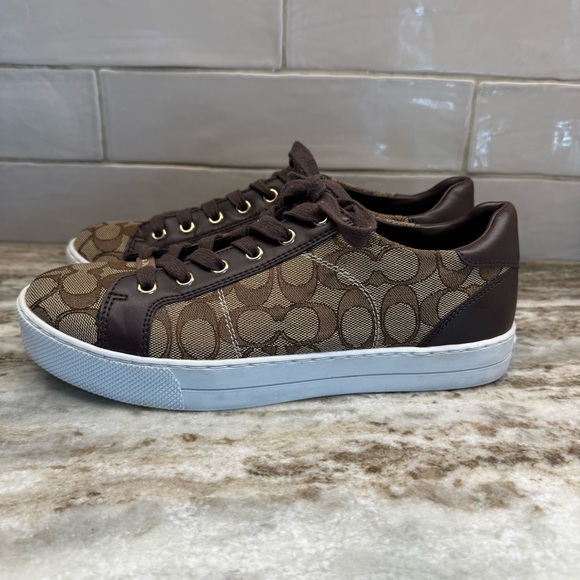 Coach Paddy Brown Signature Monogram Sneakers Womens Size 9.5 Shoes - Picture 6 of 12